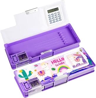 Henoyso Multifunctional Pencil Box for Girls Alpaca Pencil Case with Calculator and Sharpener Cool Cute Pencilcase School Supplies Essentials Christmas Birthday Gift Present for Kids Teens