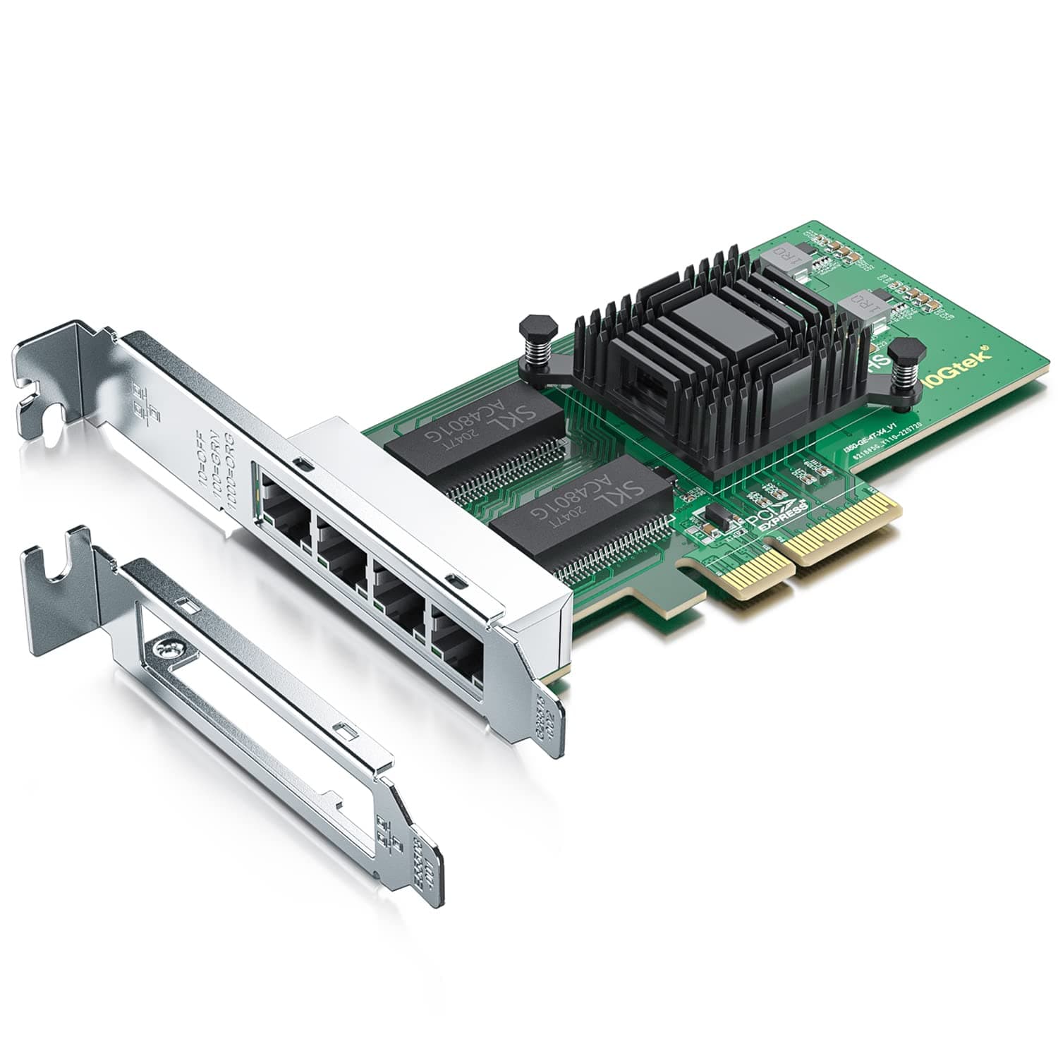 H!Fiber Gigabit 4 Port NIC with Intel I350 Chip, 1Gb Network Card Compare to Intel I350-T4 NIC, Quad RJ45 Ports, PCI Express 2.1 X4, Ethernet Card with Low Profile for Windows/Windows Server/Linux