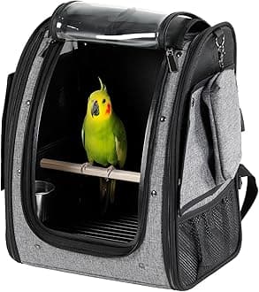 Petsfit Bird Carrier with Stainless Steel Bowl, Slide Tray for Easy Cleaning, 13" x 10" x 16"