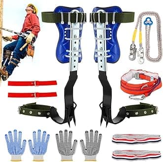 Homaisson Tree Climbing Spikes Set, Adjustable Tree Climbing Spikes, Portable Tree Climbing Gears with Safety Belt, Climbing Tool for Hunting Observation, Fruit Picking
