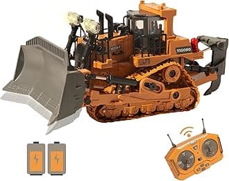 9-Channel RC Bulldozer with Lights and Sound - Construction Remote Control Bulldozer,Heavy Equipment Vehicles Dozer Toys for Adults Kids Boys Ages 3-12+ 2025 Christmas Birthday Gift