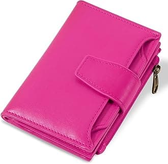 Small Wallet Women RFID Blocking Soft Leather Bifold Compact Card Holder Wallet for Women with Zipper Coin Pocket 4 ID Window