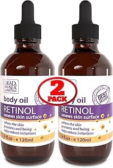 Body Oil for Dry Skin - Retinol & Vitamin E, A Moisturizing Oil for Face, Anti-Aging - Skin Elasticity Support, Renews Skin Surface & Softens Pack of 2 (4 Fl. Oz Each)