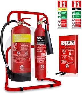 Small Office Fire Safety Pack. Fire Extinguisher Set with Stand 1M X 1M FIRE Blanket and ID Signs. Covers All Types of fire Risk. Ideal for Small workplaces.BS Kitemarked C+F+HB+ID+RST