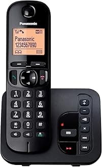Panasonic KX-TGC220EB DECT Cordless Phone with Answering Machine, 1.6 Inch Easy-to-Read Backlit Display, Nuisance Call Blocker, Hands-Free Speakerphone, ECO Mode - Black, Single Handset Pack