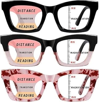 Hubeye Progressive Reading Glasses For Women Oprah Style Blue Light Blocking Computer Multifocus Square Reader