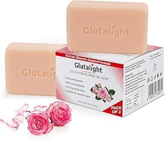- Glutathione Rose Oil Soap | Korean Skincare Bathing Soap with Niacinamide, Vitamin C & Rosehip Oil | Fades Dark Spots & Hyperpigmentation | Anti-Aging & Skin Repair | Pack of 2