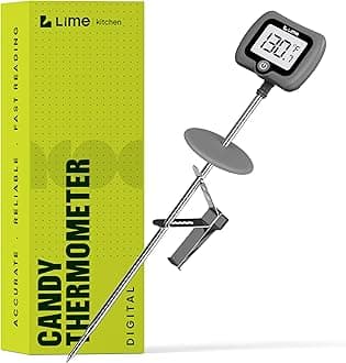 Digital Candy Thermometer with Pot Clip, 10" Long Stainless Steel Probe, Instant Read Kitchen Thermometer for Cooking, Baking, and Candy Making (Grey)