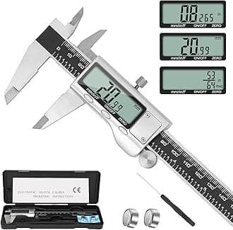 Digital Caliper Measuring Tool, 6 Inch Caliper Tool with Large LCD Screen, Easy Switch from Inch Millimeter Fraction, Stainless Steel Vernier Caliper Digital Micrometer for DIY/Household