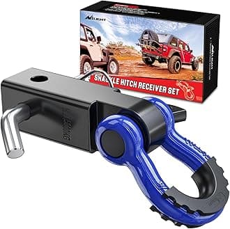 Nilight Shackle Hitch Receiver 2Inch 45000 LBs Breaking Strength 3/4" D Ring Trailer Pin Heavy Duty Solid Recovery Towing Kit for Trucks Jeeps Off-Road