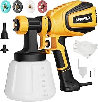 Paint Sprayer, 700W HVLP Spray Gun with Cleaning & Blowing Joints, 4 Nozzles and 3 Patterns, Easy to Clean, for Furniture, Cabinets, Fence, Walls, Door, Garden Chairs etc. VF803