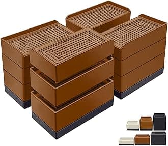 Furniture Risers 4 Inch, Heavy Duty Furniture Elevator in Heights of 1.5, 3 or 4 Inch， Rectangle Raising Blocks for Bed, Couch, Desk, Sofa, Tables,Support Up to 1,300 Lbs (4 Pack-Brown)
