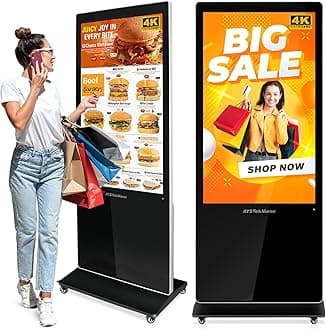 55 inch Digital Signage Displays, 4K LCD Capacitive Touch Screen Floor Standing Digital Signage, Indoor Digital Adverstising Kiosks with HDMI Input, Android 11(2+32GB)