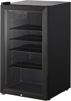 Cookology CBC98BK Under-Counter Fridge, 98 Litre Beer, Wine and Drinks Fridge with Adjustable Temperature Control, LED Light, Suitable for Cans and Bottles, Energy Efficient - in Black