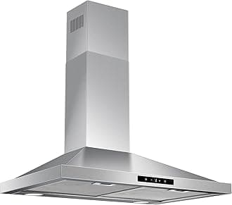 Range Hood 30 inch Wall Mount, Kitchen Vent Hood 450 CFM in Stainless Steel, Stove Vent Hood with Ducted Convertible Ductless, Touch Switch, LEDs Light, 3-Speed Fan, Aluminum Filters