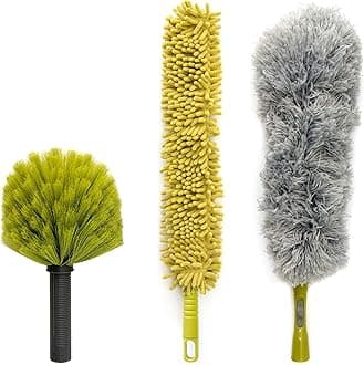 DOCAZOO DocaPole Microfiber Duster, Feather, Cobweb, and Ceiling Fan Dusting Attachements for High Ceilings and Surfaces, Home Cleaning Kit, Pole Not Included
