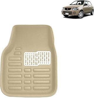 Kingsway Accessories Premium 4D Car Floor Mats Only Compatible with Maruti Suzuki Alto Year 2000 to 2012 All Model, Set of 3 Pcs, 100% Waterproof Tray Shape PVC 4D Car Foot Mats, Beige