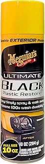 Meguiar's Ultimate Black Plastic Restorer - Restore Faded Exterior Trim, Add Shine and Protect Exterior Trim with Durability and UV Protection - Makes Trim and Plastic Look Like New, 10 Oz Aerosol