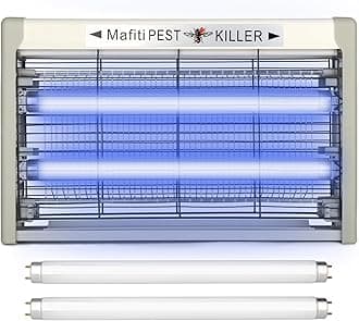 Mafiti Fly Zapper,Fly Killer Indoor with UV light Attracting Flies 20W for Kitchen,Home,Indoor Garden Yard Commercial or Domestic Usage-Grey (Extra 2 UV Bulbs)