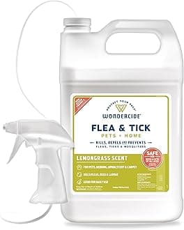 - Flea, Tick & Mosquito Spray for Dogs, Cats, and Home - Flea and Tick Killer, Control, Prevention, Treatment - with Natural Essential Oils - Pet and Family Safe - Lemongrass 128 oz