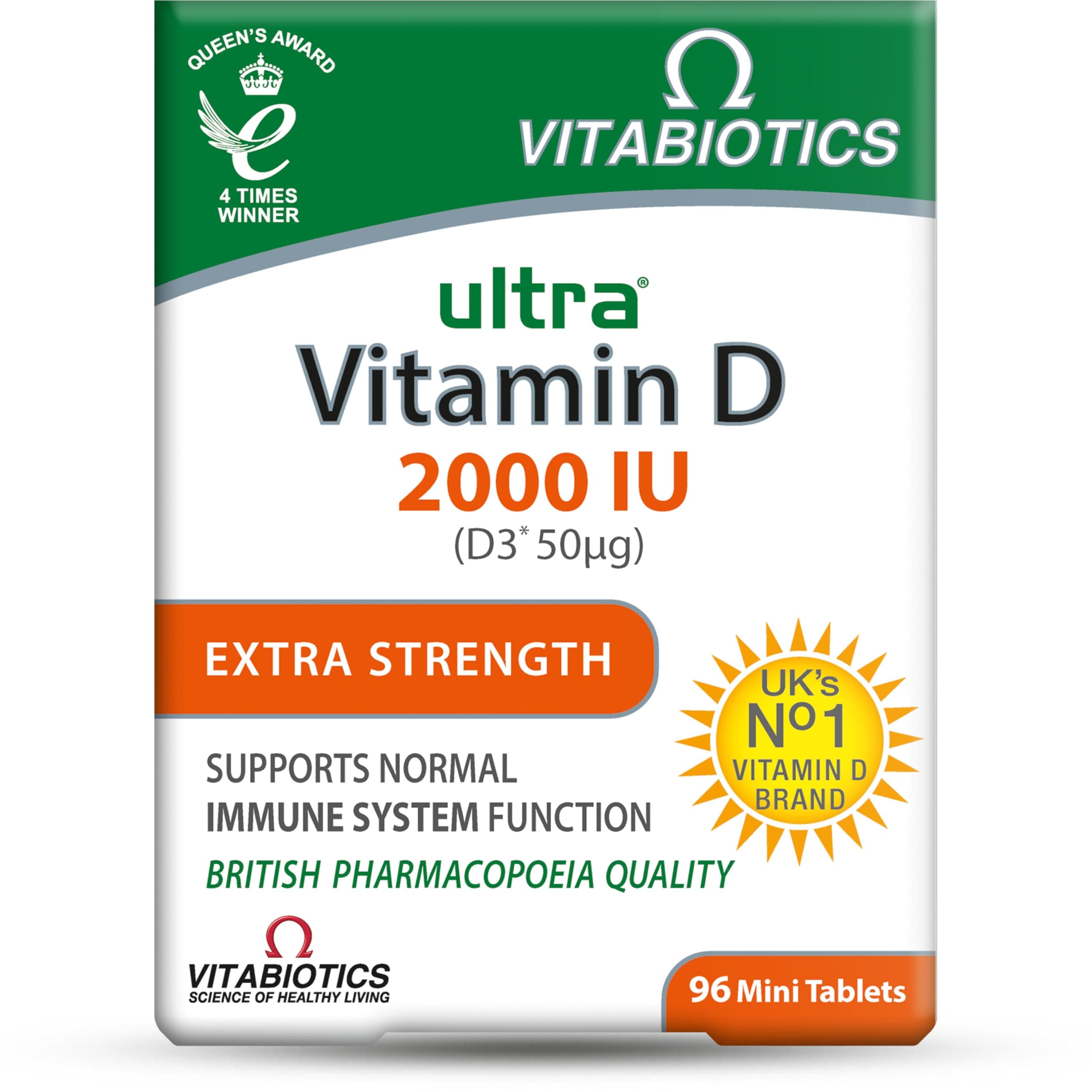 – Ultra Vitamin D3 2000iu 96 Tablets | Extra Strength - for Health & Wellness | Support normal Immune System Function & Maintance of Bones and Teeth