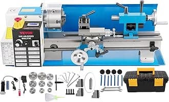 Metal Lathe, Upgraded Digital Display 7"x14" Benchtop Metal Lathe 550W Variable Speed 2250RPM with 3-jaw Chuck CNC Mini Lathe Machine Precision Mini Lathe Tool Box for Metal Turning