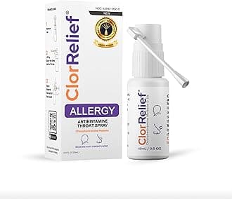 Antihistamine Throat Spray for Allergies – Chlorpheniramine 0.5 FL Oz – Relief for Itchy Throat, Sneezing, & Allergy Symptoms – Non-Drowsy, Adult Use