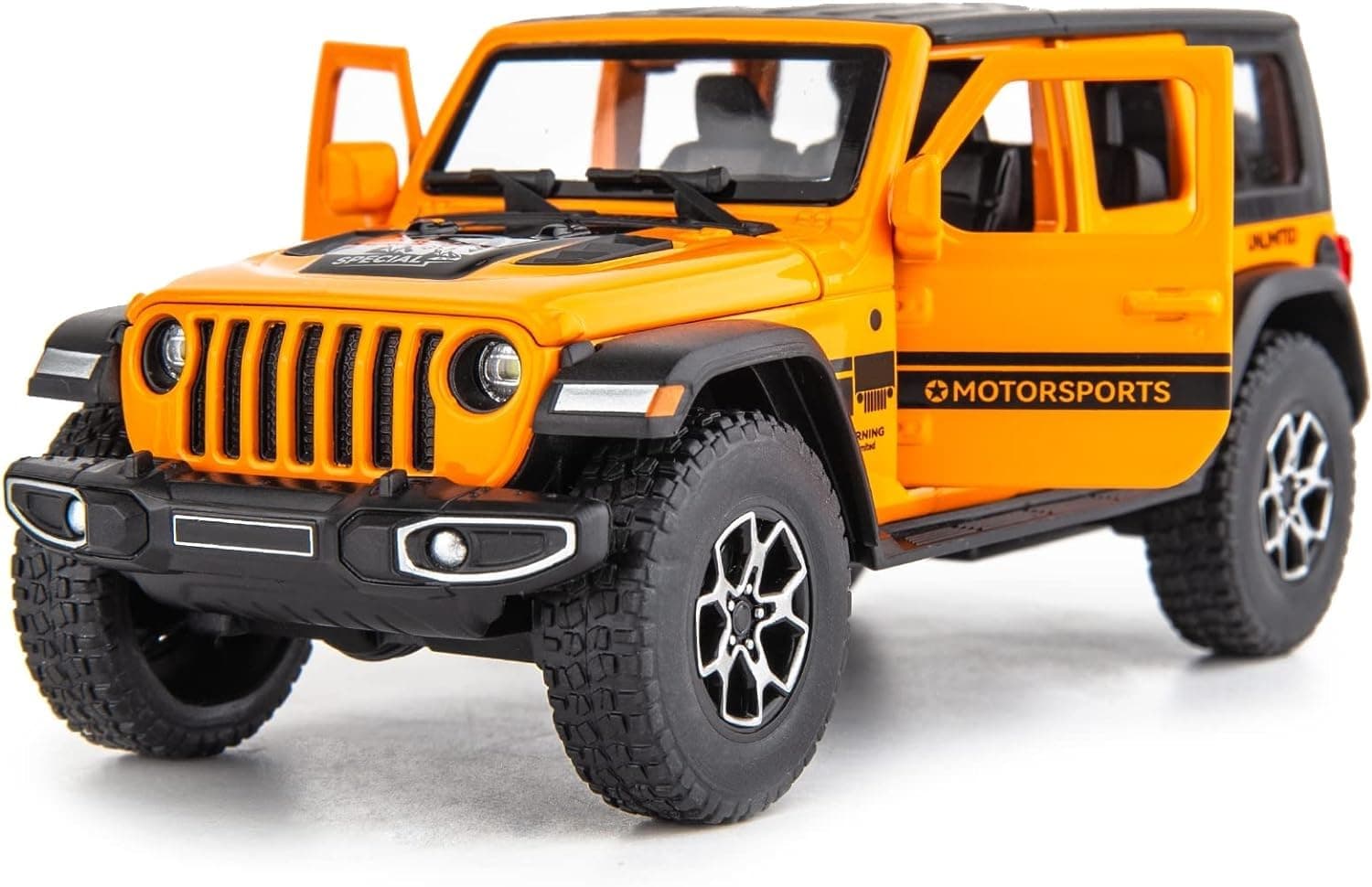 Compatible for 1/32 Wrangler Alloy Diecast Pull Back Model Car Collectible Gift with Light and Sound Toy Vehicle for Kids Boys Girls Toddler Christmas Birthday Gift Orange