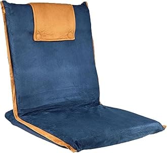 bonVIVO EASY III Folding Floor Seat – Comfortable Fold-Up with Back Support, Portable Lounge for Meditation, Reading & Relaxing – Indoor Seating for Adults & Kids, Blue