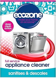 EcoZone Full Service Appliance Cleaner, Washing Machine & Dishwasher Maintenance, Ultra Deep Machine Clean, Sanitiser Deodoriser & Descaler, Limescale Remover Detergent, Natural Vegan Eco Friendly