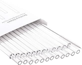 Dakoufish 13 Inch Reusable Clear Plastic Straws Extra Long for 32 OZ-100 OZ Tall Water Bottle Mug Tumblers Rambler Mason Jar 12packs with One Brush (13inch,Clear)