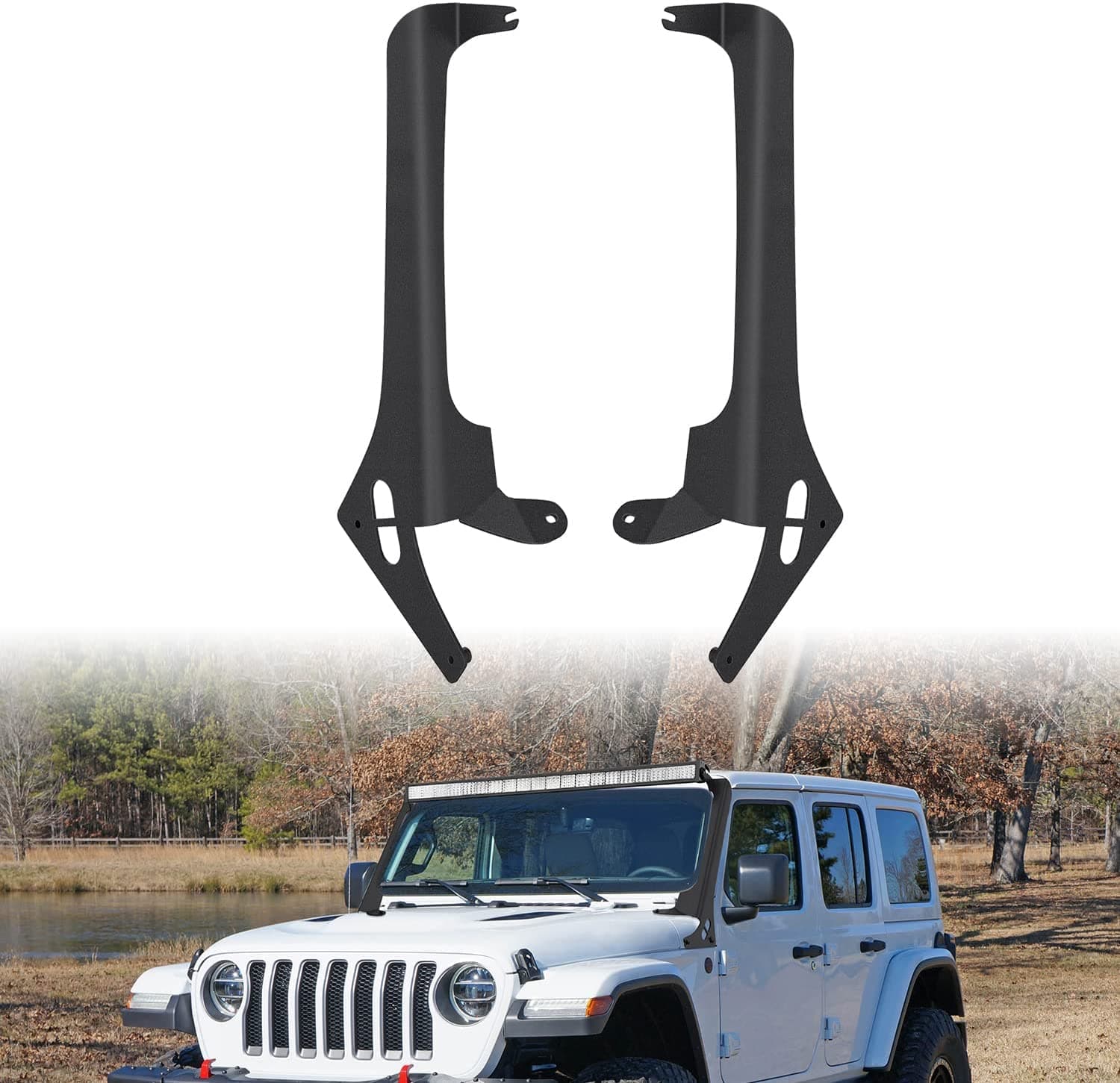 Nilight Windshield Frame Mounting Bracket for 52Inch LED Light Bar for 2018 2019 2020 2021 2022 2023 Wrangler JL/JLU Unlimited, 2 Years Warranty