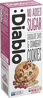 Diablo No Added Sugar Cookies, Chocolate Chips & Cranberry – Low Sugar Snacks, Cookies Biscuits for All, Sweetened with Maltitol, Ideal for Gifting, Festive Hampers & Holiday Events – 135g Pack of 1