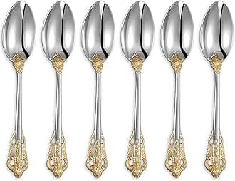 KEAWELL Luxurious 5.1-Inch Espresso Spoons Set - 6 Pieces - Mini Coffee Spoon, 18/10 Stainless Steel - Gorgeous Design with Exceptional Mirror Polished Finish (Gold Accent)