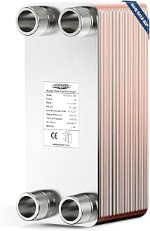 ALORAIR 5"x12" 50 Plates Heat Exchanger with 1-1/4" MPT Port,316L Stainless Steel Water to Water Brazed Plate Heat Exchanger for Floor Heating, Water Heating, Commercial and Industrial Refrigeration