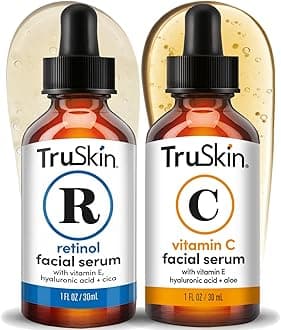 TruSkin Face Serum Duo – Vitamin C Serum & Retinol Serum for Face – AM & PM Anti Aging Skincare Routine – Brightening & Smoothing Facial Serums, 1 fl oz Each