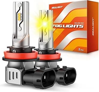 SEALIGHT H11 LED Fog Light Bulbs Yellow, 10000LM H8 H9 H16 Fog Lights LED Bulbs 600% Brightness Upgrade, 1:1 Size 100% Successful Installation for Trucks Cars, 3000K Golden Yellow, Pack of 2