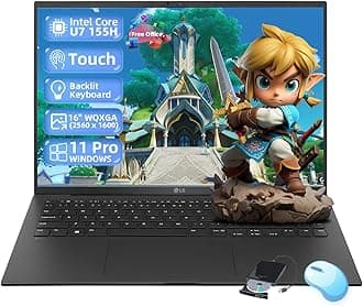 LG Gram 16 Touchscreen Laptop - 16" WQXGA, Intel Evo Core Ultra 7 155H, Intel Arc Graphics, 32GB RAM, 4TB SSD, Backlit KB, Windows 11 Pro, Office Lifetime, w/DVD Drive