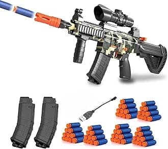 - Toy Guns with Full Auto & Manual,M416 Foam Blaster Gun for Boys,Realistic Sniper Rifle with Scope 60 Bullet Darts and 2 Magazines, Electric Automatic Toys Gun Gifts for Kids, Camouflage