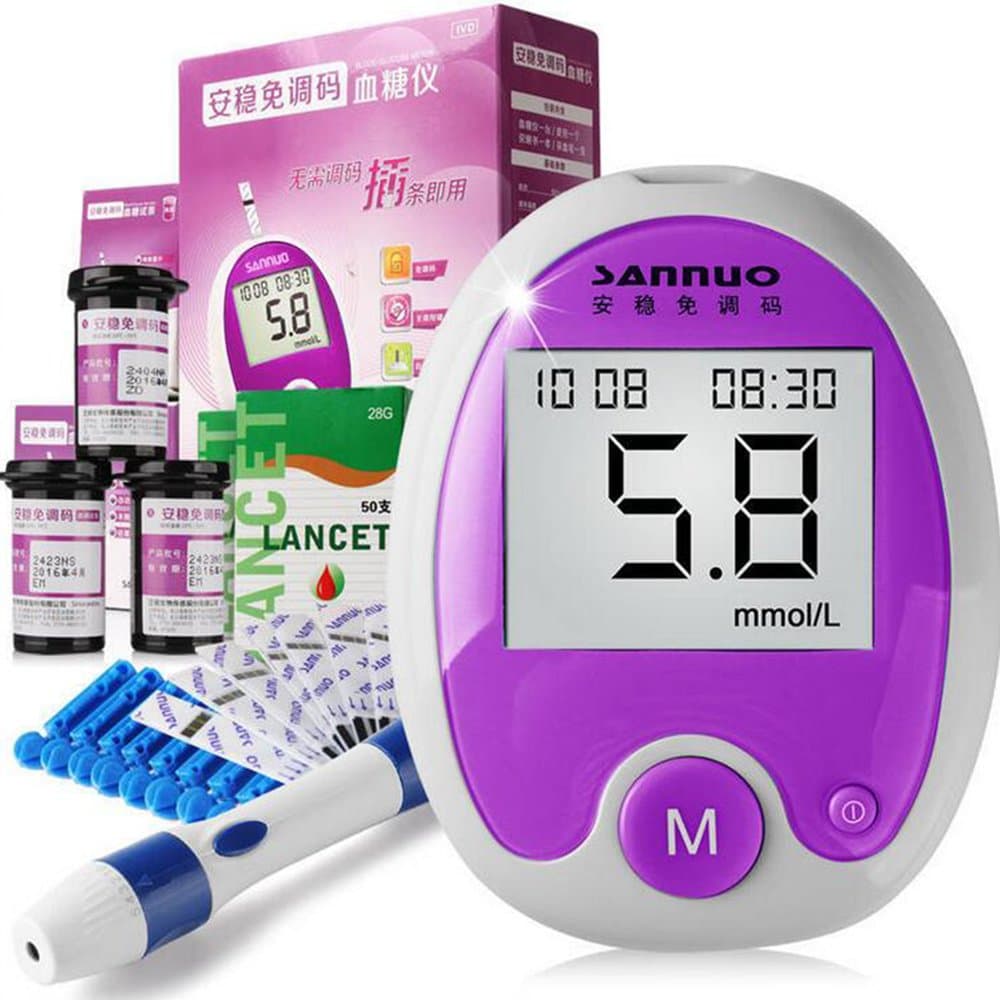 Automatic Coding AW Blood Glucose Meter 50pcs Test Strip + 50pcs Lancets for Diabetes Free Code Glucose Meter