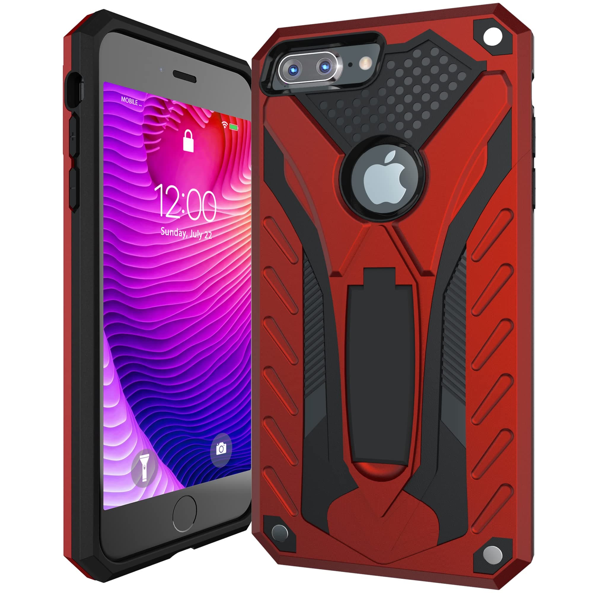Kitoo Defender Designed for iPhone 6 Plus/iPhone 6S Plus Eco-Friendly Case with Kickstand, Military Grade Shockproof 12ft. Drop Tested - Red
