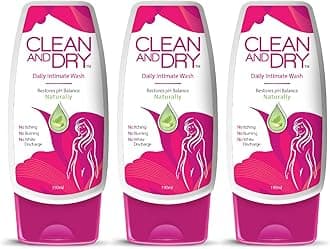 CLEAN & DRY| Daily intimate wash| Hygiene for Women, Vaginal Wash, Smooths Skin | Anti-Bacterial and prevents infections | Restores pH Balanace| No itching, Burning, white Discharge| 190ml pack of 3