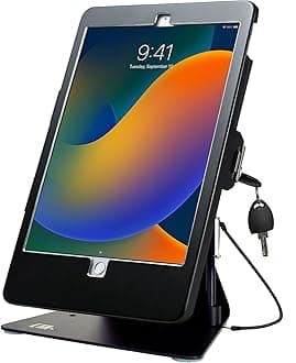 CTA Digital Desktop Anti-Theft Stand â€“ CTA Kiosk Stand with Stylus, Tether, and Aluminum Enclosure for iPad 7th/ 8th/ 9th Gen 10.2,â€ iPad Air 3, & iPad Pro 10.7â€ and More (PAD-DASB) - Black
