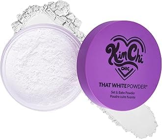 KimChiChic Beauty That WhitePowder Set and Bake Mattifying Setting Powder for Makeup, Extra Fluffy Loose Face Powder Poof, Soft Natural Face Makeup Helps Minimize the Appearance of Fine Lines, White