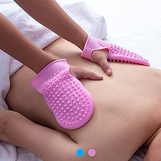 Professional Massage Mitts, Silicone Body Exfoliating Gloves, Two-sided Gentle Skin Care Tool, Anti Cellulite Lymphatic Drainage, Back Scrubber (pink)