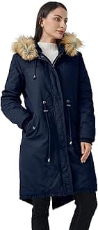WenVen Women's Winter Long Hooded Sherpa Lined Parka Jacket Warm Coat