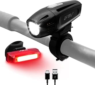 BV Bike Lights, Super Bright with 5 LED Bike Headlight & 3 LED Rear, Bike Lights for Night Riding with Quick-Release, Waterproof Bicycle Light Set, Bike Accessories, Bicycle Accessories, Flashlight