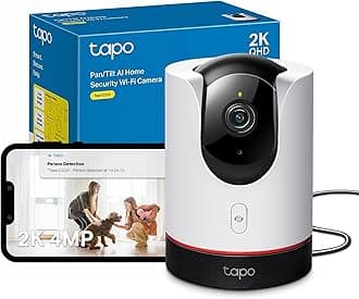 Tapo C225 2K 4MP QHD Indoor Camera, Pan/Tilt Security Camera, HDR Live View, 360°Panoramic View, CCTV Camera No Monthly Fee, AI Detection, Two-way Audio, Night Vision, Works with Alexa & Google