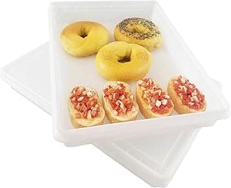 Fish Tubs/Food Storage Bins 10lb 11.5x15.5x2", Pack of 10 Shallow Containers with Lids, White