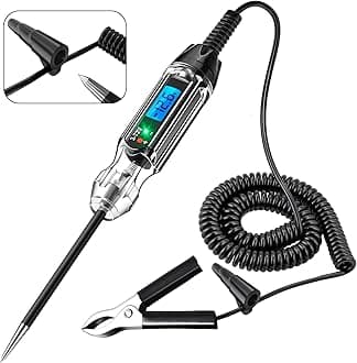 Heavy Duty 3-72V Backlit Digital LCD Circuit Tester, Automotive Test Light with 140 Inch Extended Wire and 2 Polarity Indicate LED Lights, Car Truck Low DC Voltage & Light Tester with Stainless Probe